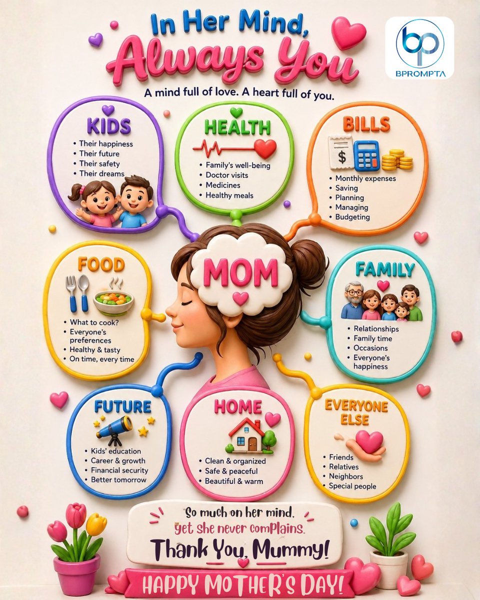 BPrompta's tweet photo. Behind Every Happy Family is a Mother Who Never Stops Caring.

Thank you for every sacrifice, every smile, and every moment of unconditional love. 🌷
Happy Mother’s Day to all the amazing moms out there! 💐❤️

#HappyMothersDay #MothersDay #MomLove #BestMomEver #SuperMom https://t.co/U2c3YS6QBW