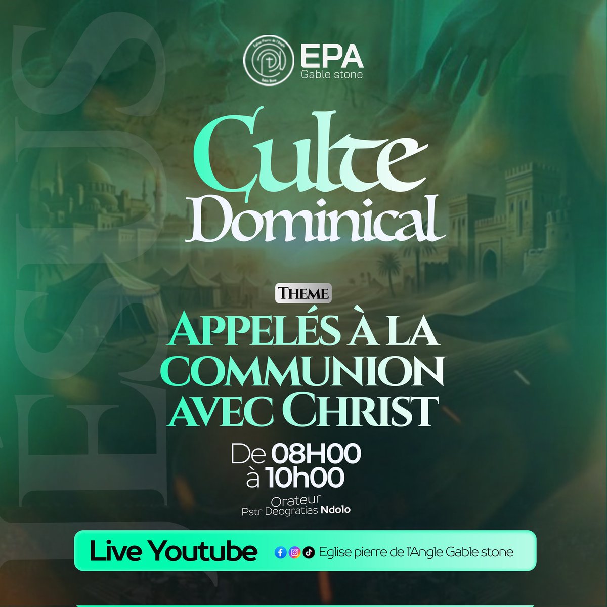 EPA_Gable_Stone's tweet photo. Ce dimanche, nous allons poursuivre, par la grâce de Dieu, notre série d’enseignements sur :

« Appelés à la communion avec Christ »

📆 10 mai 2026
🕘 08h00 – 10h00
📍 30-32, Mbanza-Ngungu, CAC Macampagne

Vous êtes bénis à vie 🙏🏾❤️ https://t.co/IJ8KhIdiZM