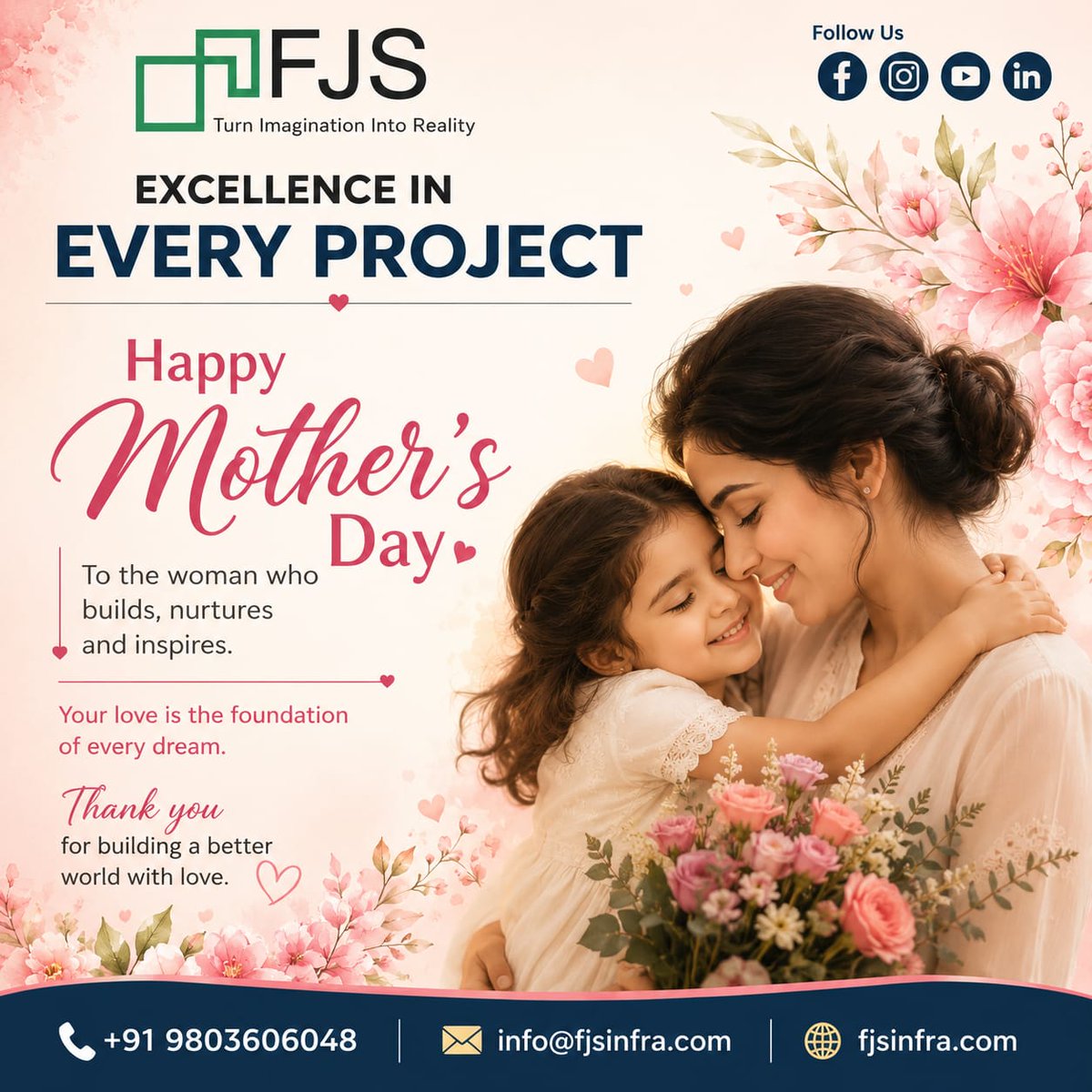 fjsinfra's tweet photo. 💖 *Happy Mother’s Day from FJS Infra* 💖

Behind every strong foundation is the love, care, and inspiration of a mother 🌸
Today, we honor the women who build dreams, nurture families, and shape a better future with endless love. https://t.co/VG3WPkU7Uw