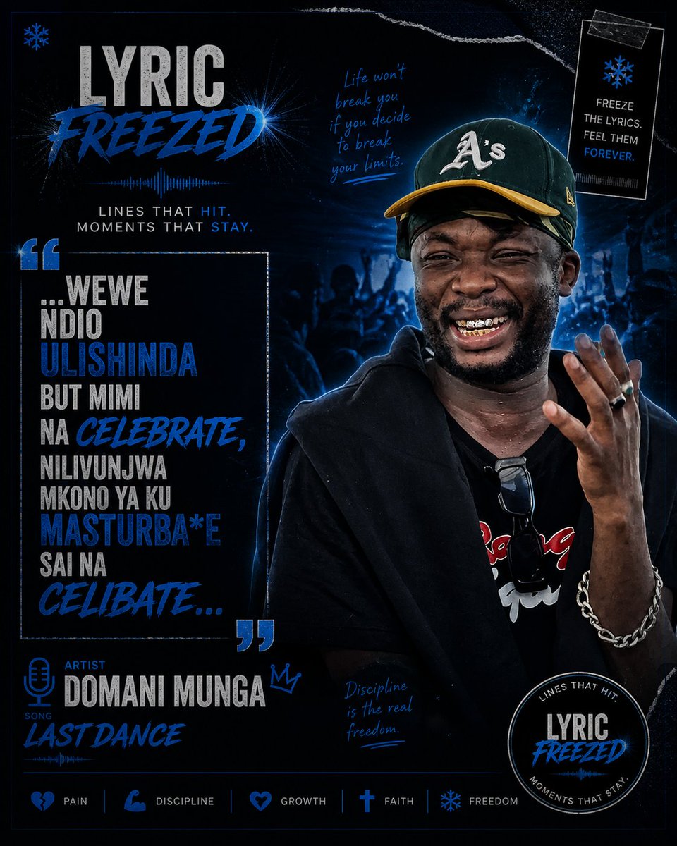 LyricFreezed's tweet photo. Wewe ndio ulishinda but mimi na celebrate, nilivunjwa mkono ya ku masturba*te sai na celibate - Munga Domani #LyricFreezed #Wakadinali https://t.co/5DNX67lnKp