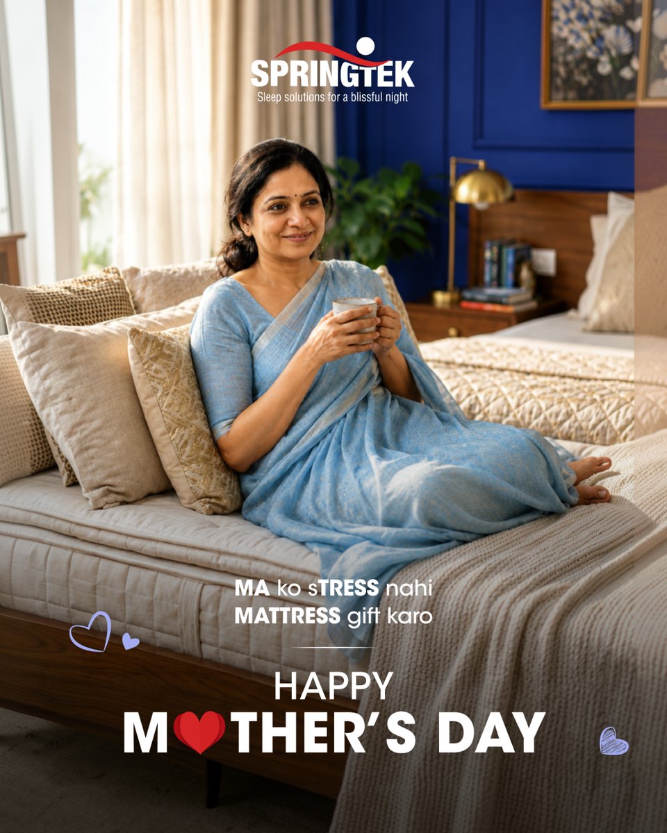 SpringtekM's tweet photo. This Mother’s Day, gift her comfort, care, and stress-free sleep with Springtek, because “thank you” feels better on a perfect mattress.

#HappyMothersDay #Springtek #MattressGoals https://t.co/kTbrSfc0XE