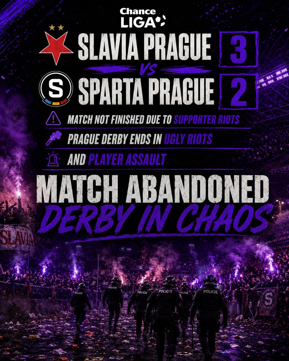 MPoul26's tweet photo. Prague Derby Abandoned After Riot Chaos

#SlaviaPraha #SpartaPraha #Derby #ChanceLiga #Football https://t.co/JLLOM7pDXc