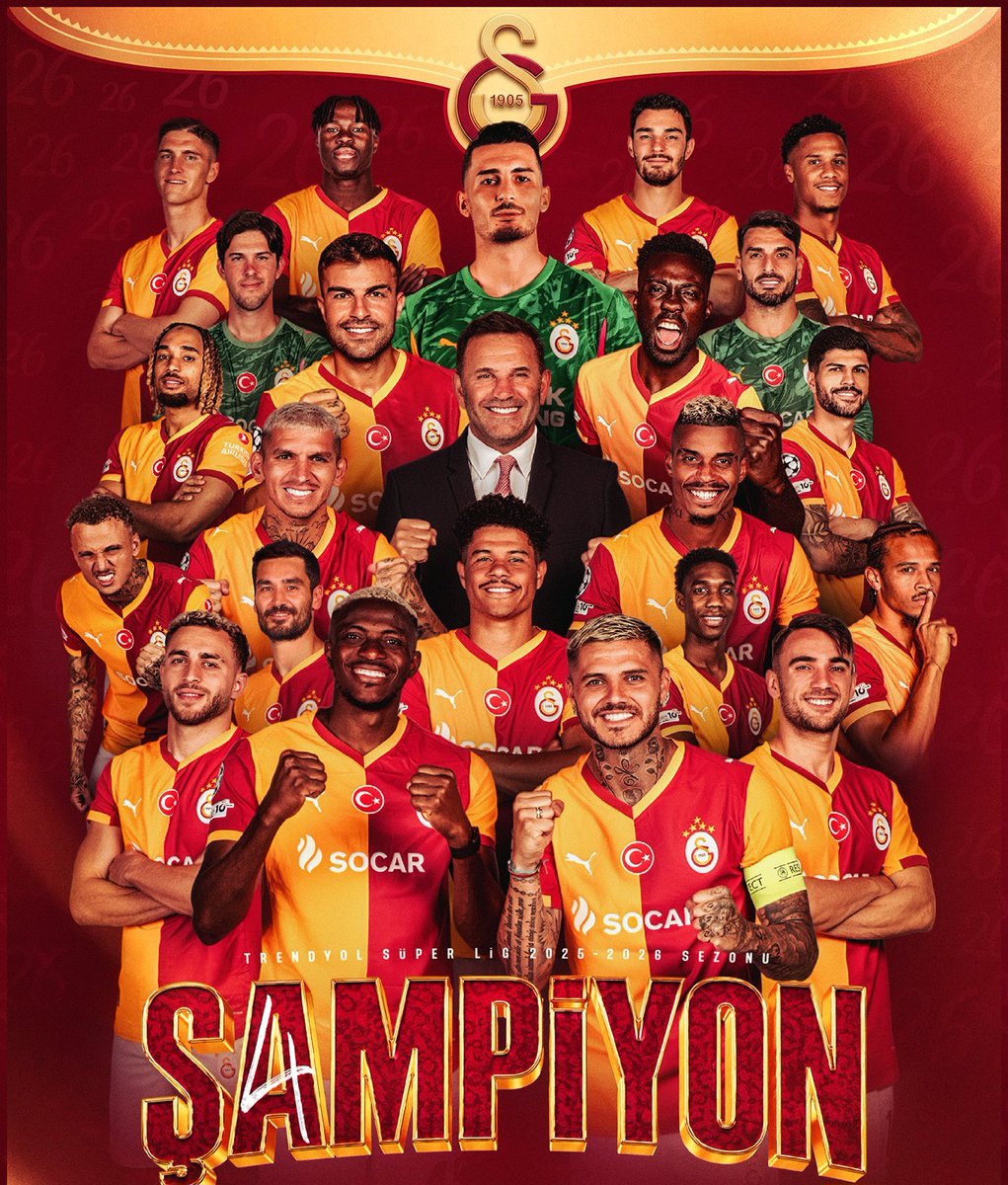 ersin_ei's tweet photo. Süper Lig şampiyonu @GalatasaraySK futbol takımımızı tebrik ediyorum. 
Her zaman en büyük!
Cim bom bom! https://t.co/VjOMooUuDV