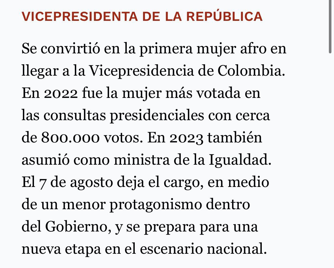Gracias a <a href="/Forbes/">Forbes</a> por reconocer mi voz y liderazgo que hacen parte de las luchas colectivas que, por años, han defendido la vida y la justicia social. 

Es un honor ser parte de esta lista con mujeres maravillosas como Linda Caicedo y Mayra Ramírez, deportistas femeninas de