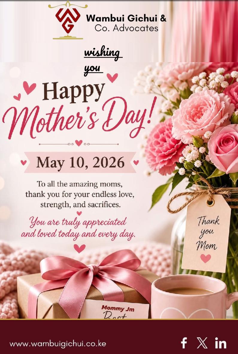WambuiGichui's tweet photo. Happy Mother’s Day 💐

To every mother, grandmother, and mother figure — your love, sacrifice, and strength shape the world in ways words cannot describe.

You are deeply appreciated today and always.

#MothersDay #HappyMothersDay #Gratitude #Family #Love https://t.co/iSfbUo30l0