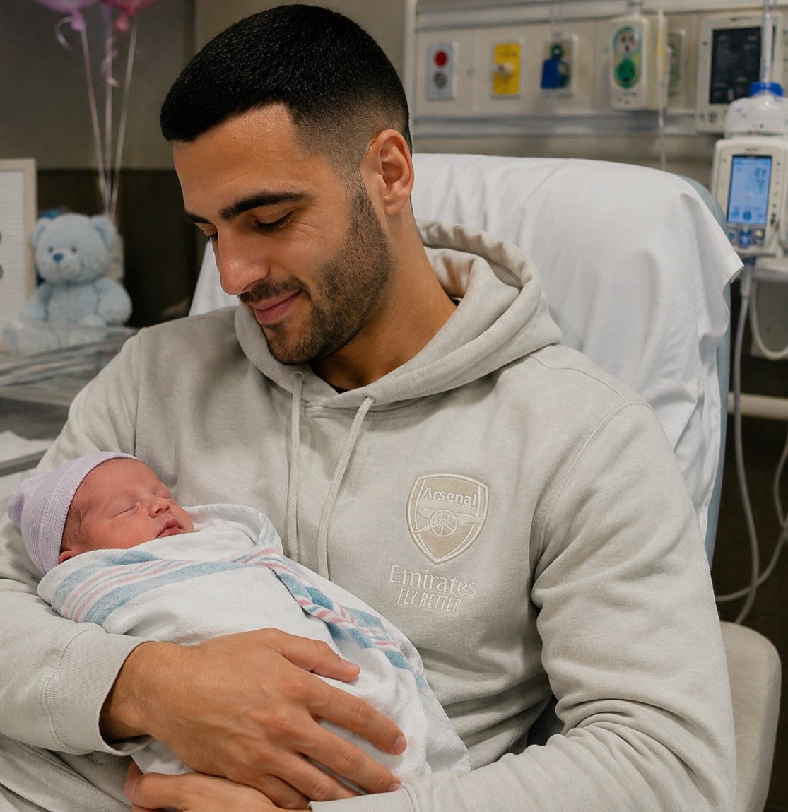 ArsenalNews_Hub's tweet photo. Mikel Merino rushed to the hospital to have a hold of his new born Baby Marco. Congratulations Mikel. https://t.co/OjbR74fnjU