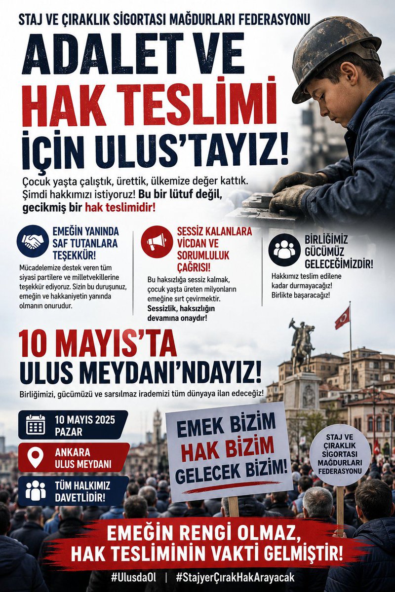 polat_ozbal's tweet photo. ANALARINIZIN AK SÜTÜ GİBİ HELAL HAK ARAYIŞINIZDA 
DAİMA OLDUĞU GİBİ YARIN DA  ALANDA BİRLİKTEYİZ❗️

ADALET YERİNİ BULSUN
         İSTERSE KIYAMET KOPSUN‼️
#StajyerÇırakHakArayacak
#UlusdaOl 
@zaferpartisi 🇹🇷
@ZaferPartisi06 
@umitozdag 
@AliSehirlioglu 
@avalperenakbas 
@CirakStajFED