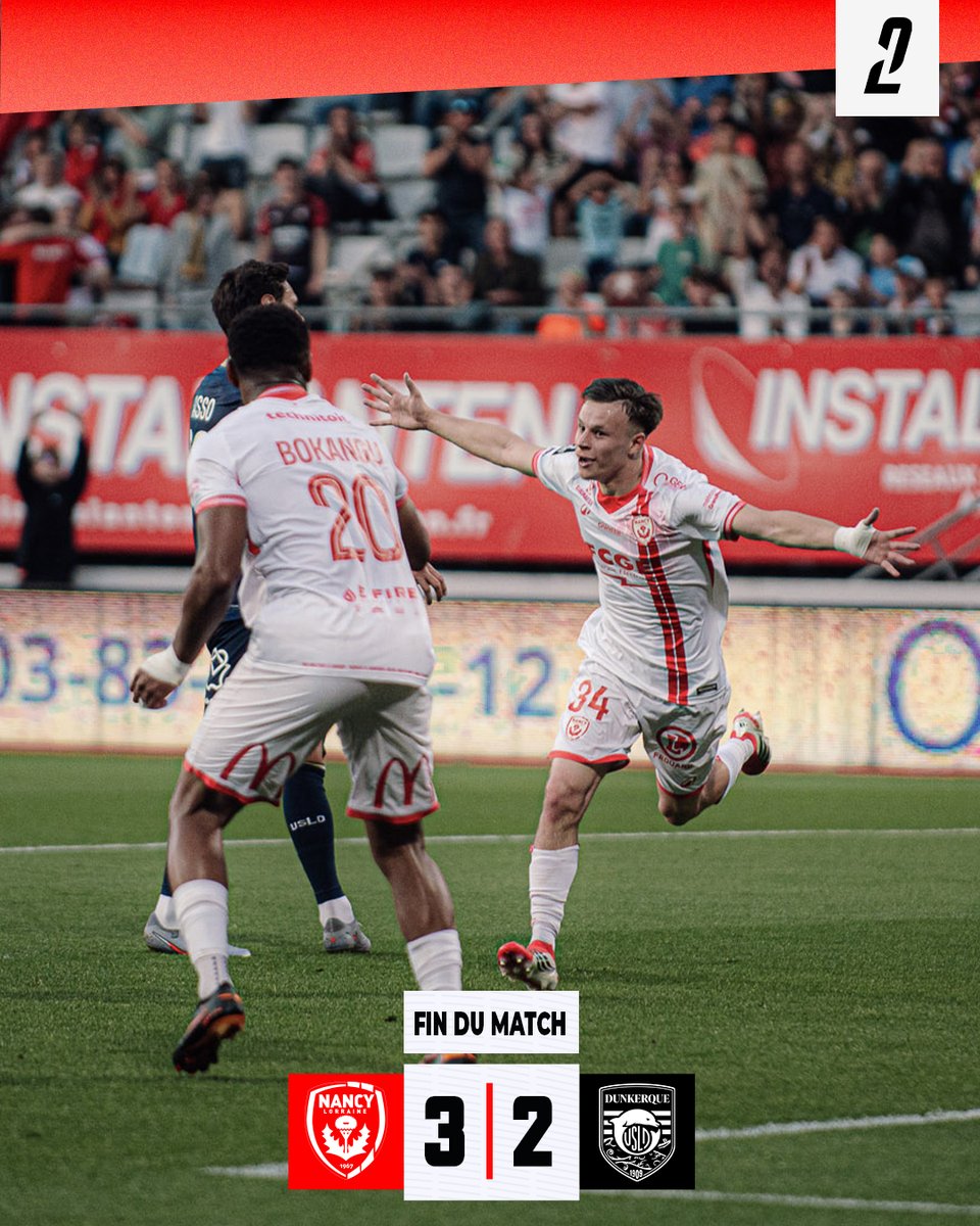 asnlofficiel's tweet photo. Nos Nancéiens terminent la saison en beauté avec cette victoire à la maison ! 🏟️🤩🔴⚪️

NANCY 3️⃣-2️⃣ DUNKERQUE l 90'

#ASNLUSLD #Ligue2BKT https://t.co/0gQgkT7nOk