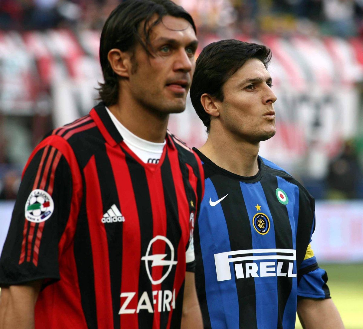 FTBLsection's tweet photo. Javier Zanetti: "Once in a derby match, Maldini and I raced toward the ball and accidentally collided. We immediately got up, both saying 'Sorry, captain' at the same time, and carried on playing." https://t.co/gkeaAPKOq6