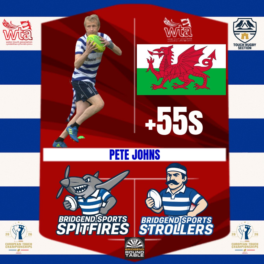 SportsStrollers's tweet photo. Congratulations to Pete Johns on his selection for 🏴󠁧󠁢󠁷󠁬󠁳󠁿 in the upcoming European Touch Championships.

🔵⚪️

#COTS #COTSS https://t.co/bTj6MJeMmM