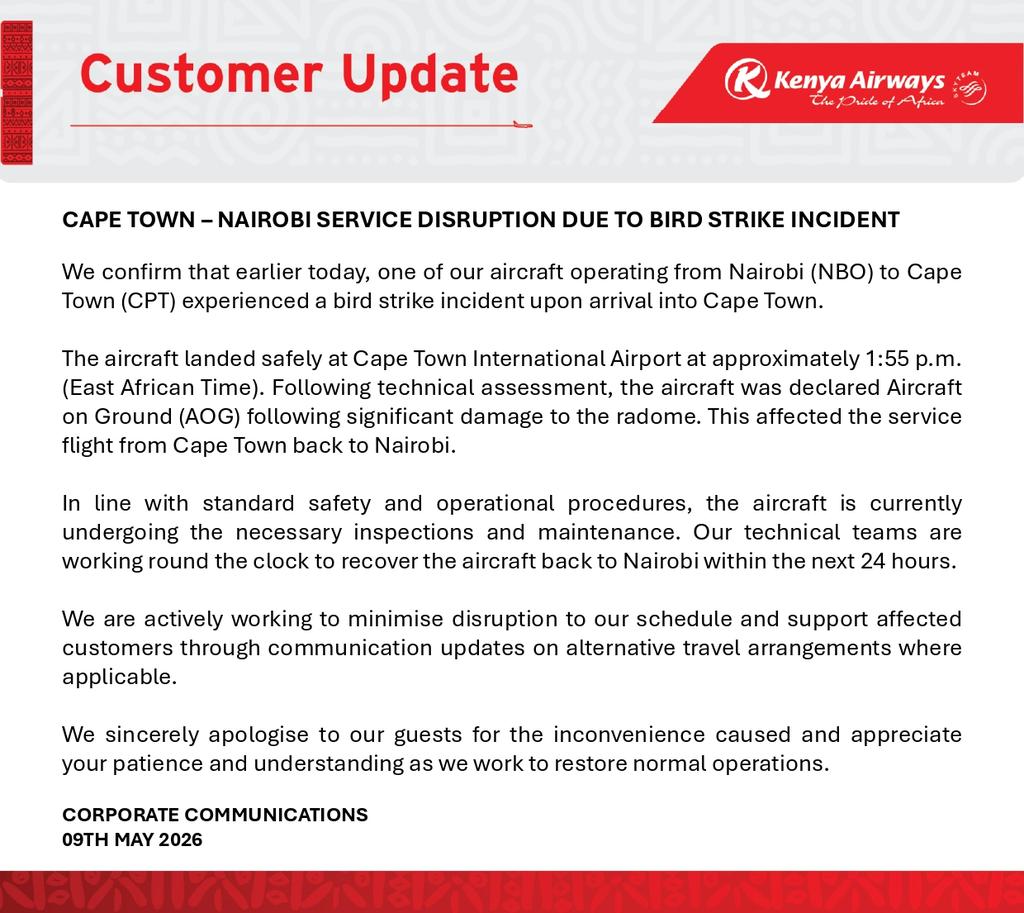Official Kenya Airways tweet media