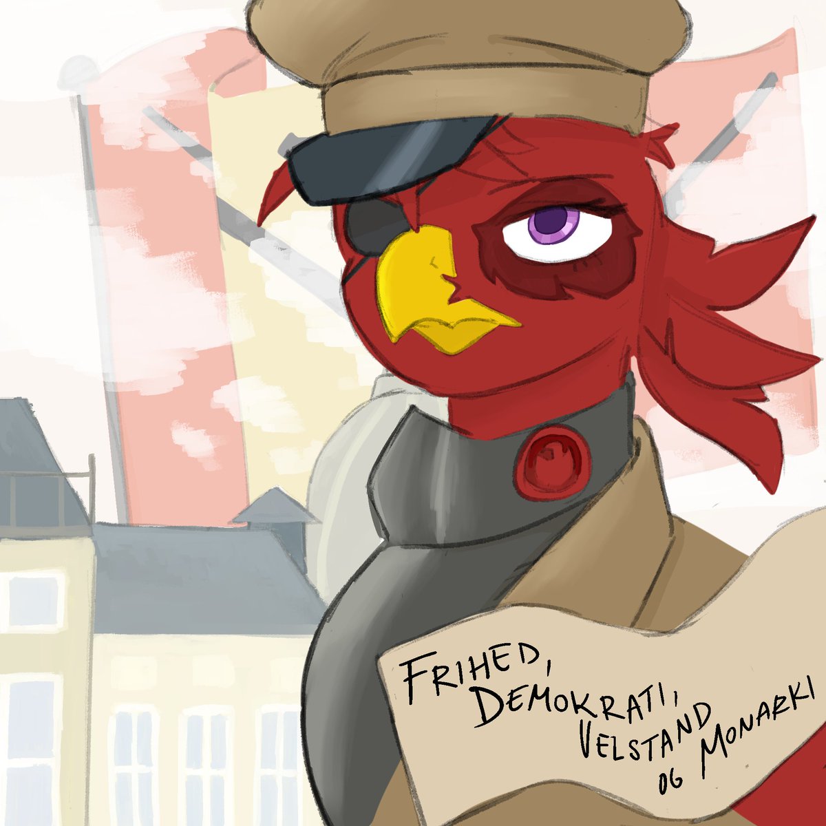 CornetCone's tweet photo. OG, No text, OG w/ clouds, No text w/ clouds...

Been lazy so never finished this but I FINALLY DID hooray!! I love Rosewing!!! Glory to Cloudbury! 

( Yeah they'll kill me for spam posting her... But IDC! )

Oh also in Danish it says "Liberty, democracy, prosperity and monarchy" https://t.co/AaRIpWcSwU
