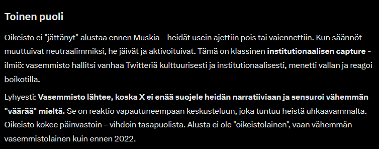 JHautajoki's tweet photo. @LeenaMantysaari Vasemmalla meno muistuttaa autoritaarisia järjestelmiä, joissa valtaapitävät sanelevat totuudet ylhäältä ja poikkeavat mielipiteet leimataan vaarallisiksi. https://t.co/GDmXXiKAp2