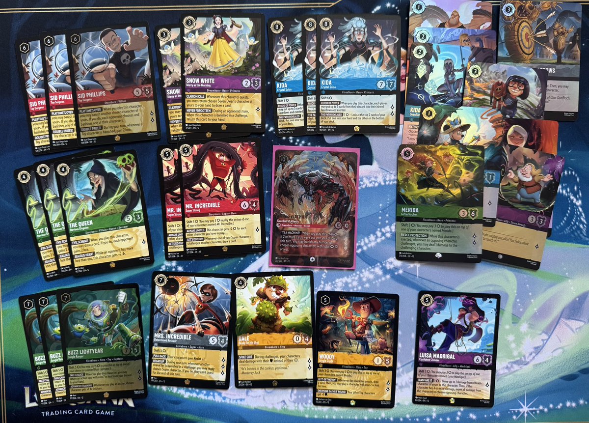 EmptyApartment3's tweet photo. Our pulls from 3 boxes. Wish would have hit more Dales but at least we did get an enchanted. So can’t complain. Always a fun time opening them all up with my daughter. Happy release weekend!
#lorcana https://t.co/vlIVuYePdp