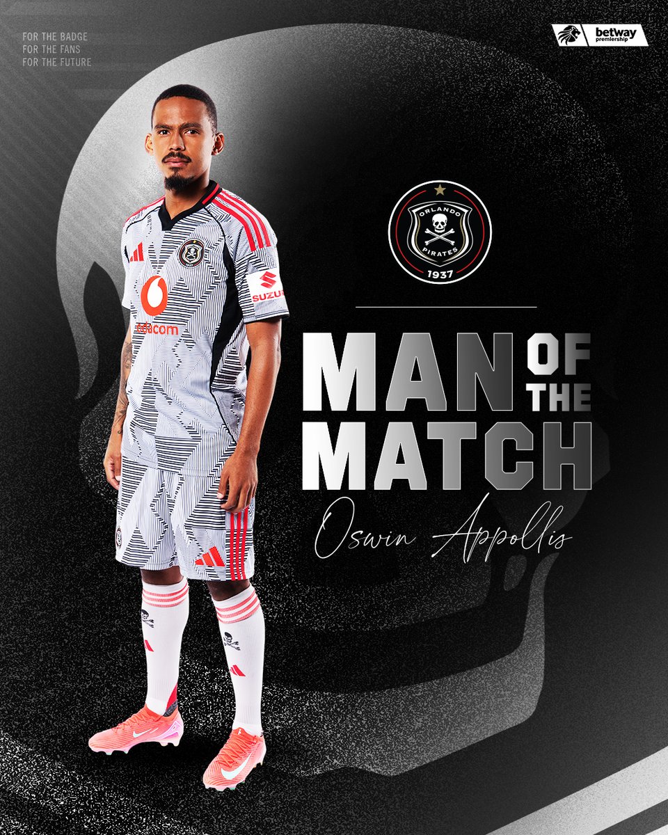 ☠️ 🤴🏾 Man of the Match | Oswin Appollis 

<a href="/Magesi_FC/">Magesi Football Club</a> 0 - 3 <a href="/orlandopirates/">Orlando Pirates</a>  

🥅 Maswanganyi 8', Sebelebele 15', Appollis [P] 60.'

⚫⚪🔴⭐
#MatchDay
#OrlandoPirates
#OnceAlways