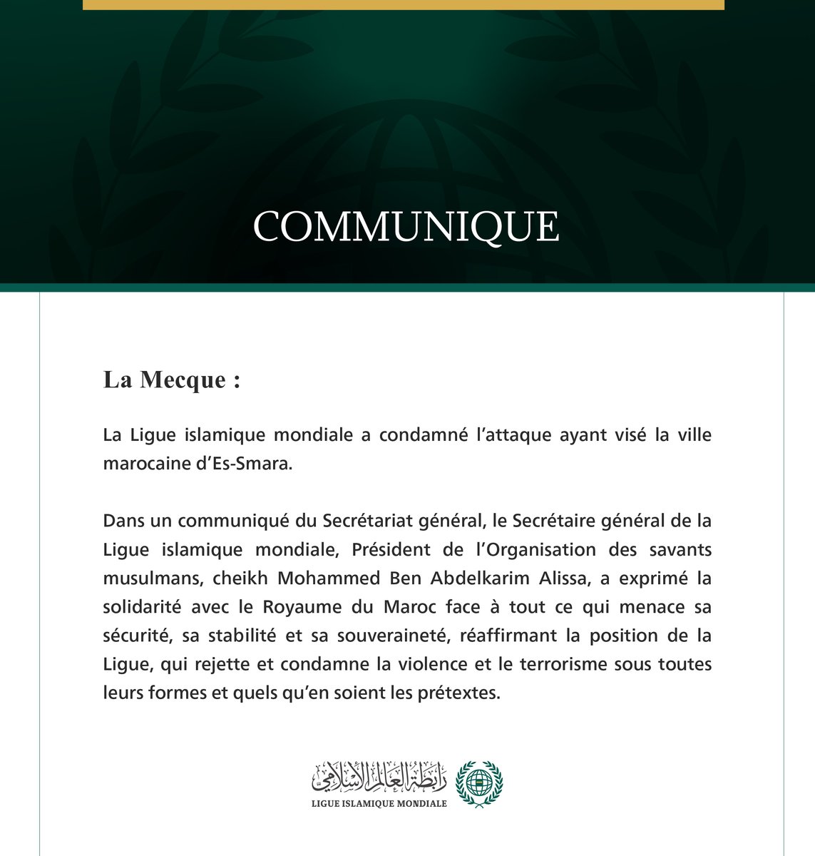 Ligue islamique mondiale tweet media