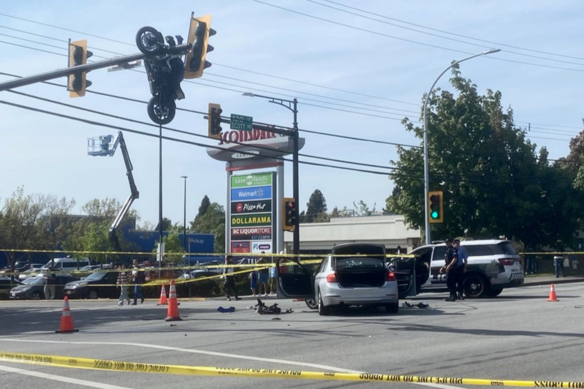 Motorcycle Left Hanging From Traffic Light After Serious Delta Crash A ...