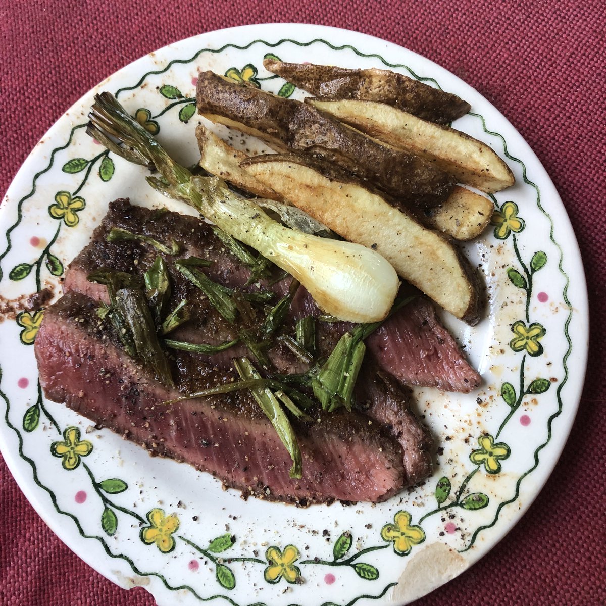 IORanchLamb's tweet photo. I like my taters fried in beef tallow with spring onions, with a side of Flat Iron steak. https://t.co/toOpfnuy1C