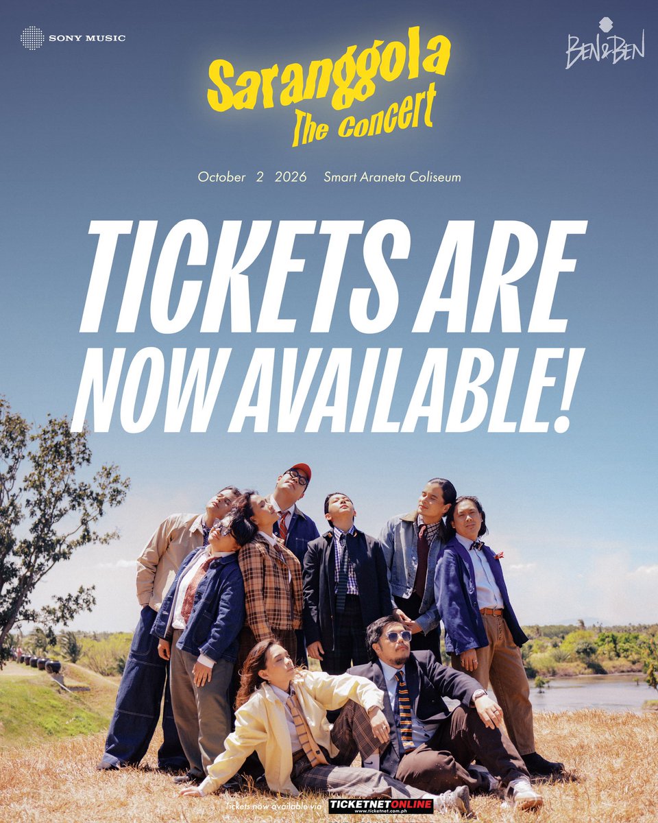 BenAndBenMusic's tweet photo. TICKETS OUT NOW!! See you at Saranggola: The Concert, Liwanag! 🪁💙💛 https://t.co/KKptwTOq4Z

p.s. 9th Anniv pala ng Ben&amp;Ben today! Hehe https://t.co/1hFdZvFJHd