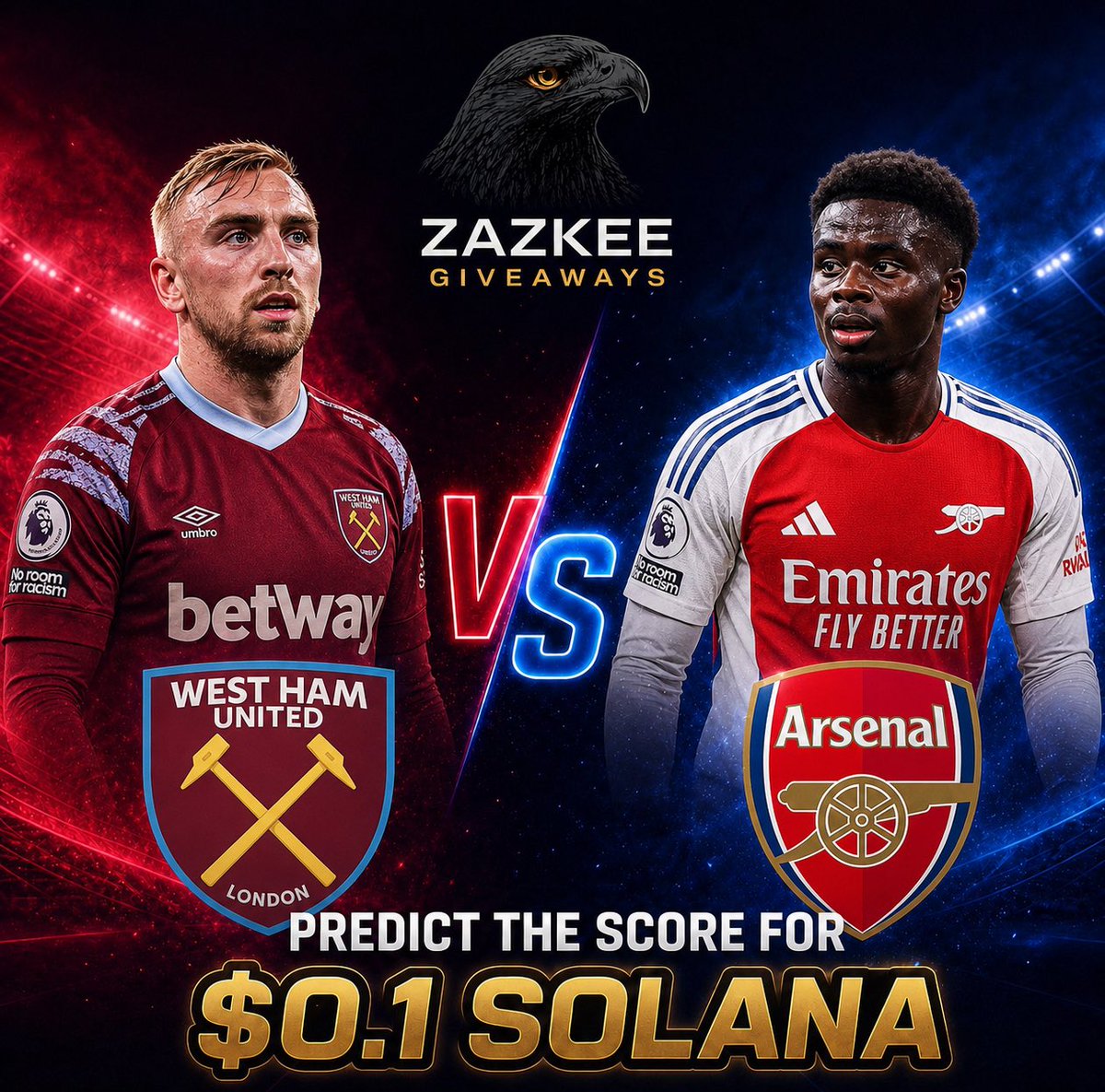 zazzkeee's tweet photo. 🔥Predict scoreline 0.1 $SOL🔥

The winner will be random among the correct results

Good luck fam ⚽️🦅 https://t.co/HzorDQtIIO