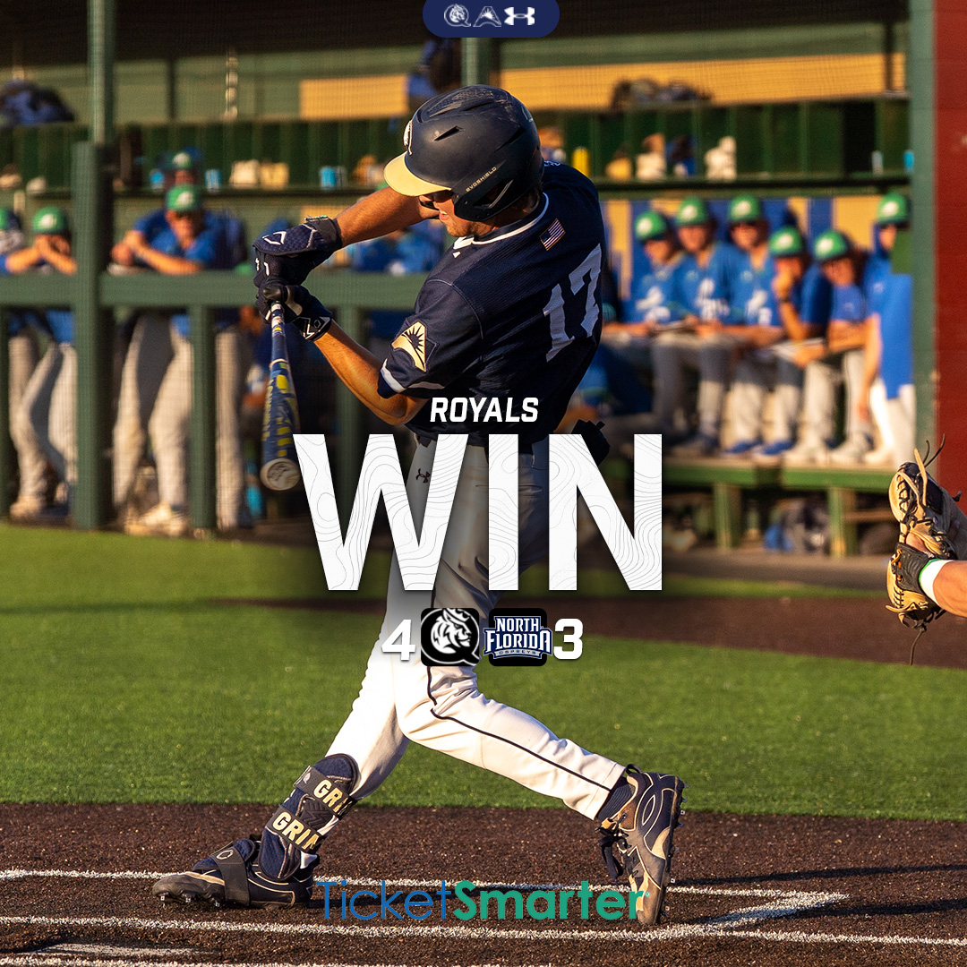 Queens_Baseball's tweet photo. Royals claim a walk-off 4-3 win over North Florida off the bat of Jacob Grimes to even the weekend series 1-1. Rubber match tomorrow at Noon at The Stick. 

#RoyalsRise | #QUeenCity | #MITA https://t.co/uIAEx2I45d