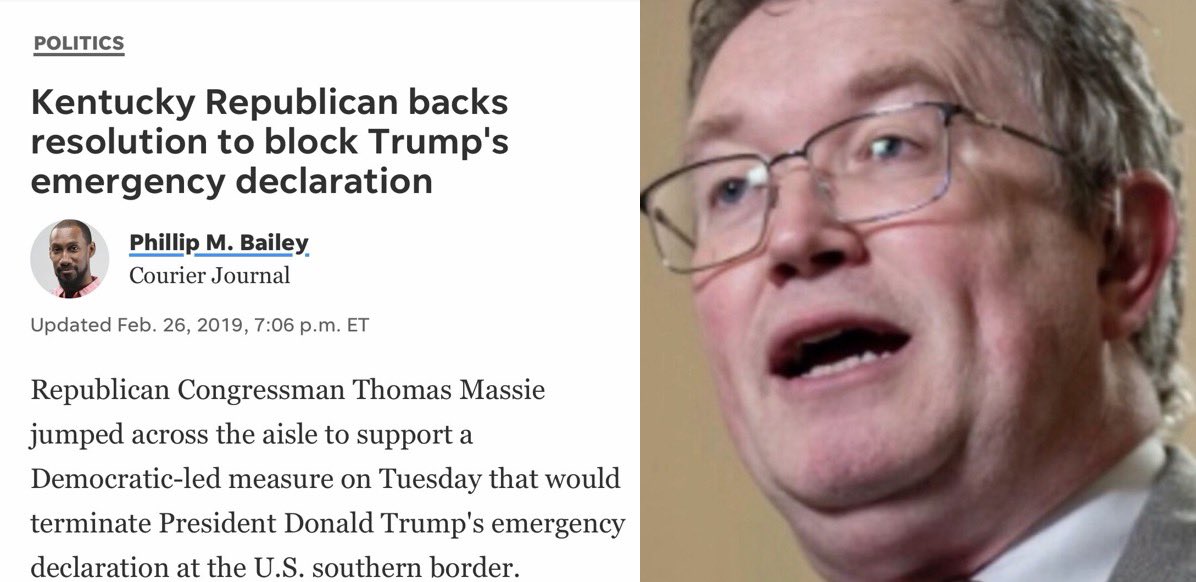 🚨 Never forget in 2019 Thomas Massie joined the Democrats to block President Trump's border wall. 

Thomas Massie wanted mass illegal immigration &amp; joined the Democrats like AOC to make it happen. 

Massie risked national security for his own ego.