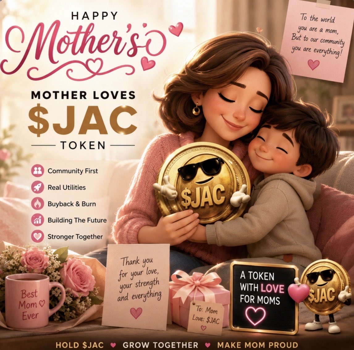 If your mom bought $100 of $JAC today…

What would you buy her when we hit millions MC? 👀

Best replies getting rewarded 100k $JAC TOKENS  ❤️

#mothers #happymothersday #crypto #meme #pumpfun