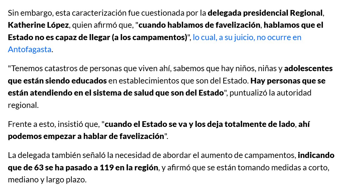 Delegada presidencial (UDI) normaliza y minimiza la favelización de Antofagasta porque el estado regala salud y educación a sus habitantes (muchos migrantes ilegales). 🤡

La derecha chilena ve tomas gigantes de extranjeros llenas de droga e ilegalidades y dice "no es tan grave".
