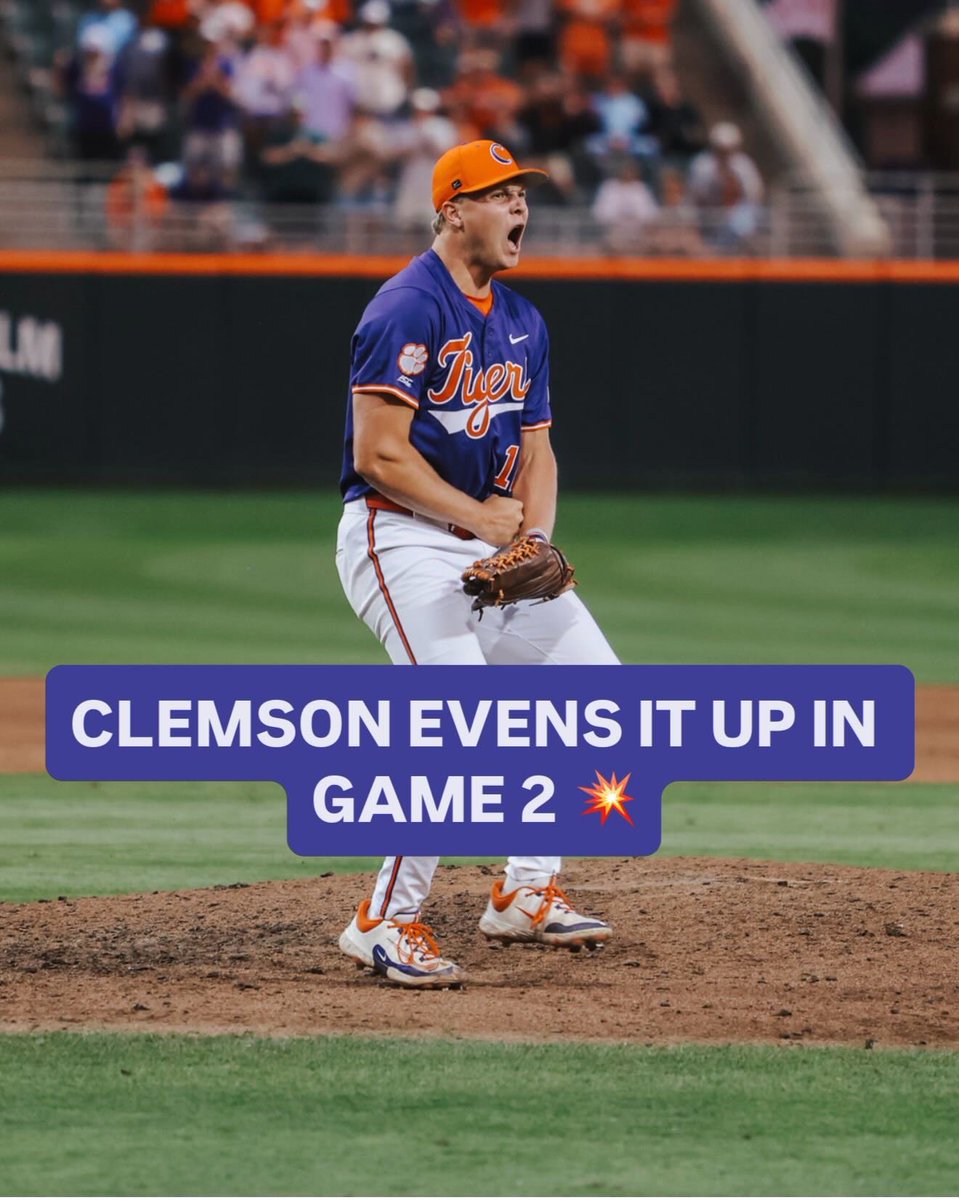 Clemson clutching the W 😮‍💨 @ClemsonBaseball wins Game 2, 4-3, to even ...