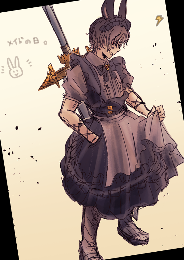 coro_ff14_lala's tweet photo. メイド（大剣）ちゃん🐰⚡らくがき～ https://t.co/EF1t1Cg1Nt