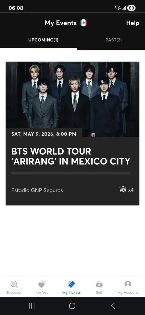 Eliza129679's tweet photo. BTS en CDMX – 2 boletos juntos 💜
Estoy vendiendo 4 entradas para ver a BTS en vivo ✨
📅 9 de mayo de 2026
📍 Estadio GNP Seguros
🎟️ Sección NA-21B
📍 Fila 21
💺 Asientos 9 y 10(juntos)
💰 $2,000 MXN cada uno
💬 Envíame DM si te interesa
#BTS #BTSCDMX #ARMY #BoletosBTS https://t.co/H5EvID6xPJ