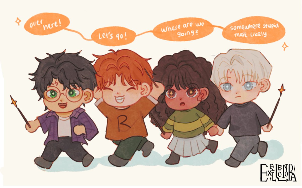 Look at my kids! ✨ they're available as a freebie for doujima and cf! 

#dramione #hp #hpfanart