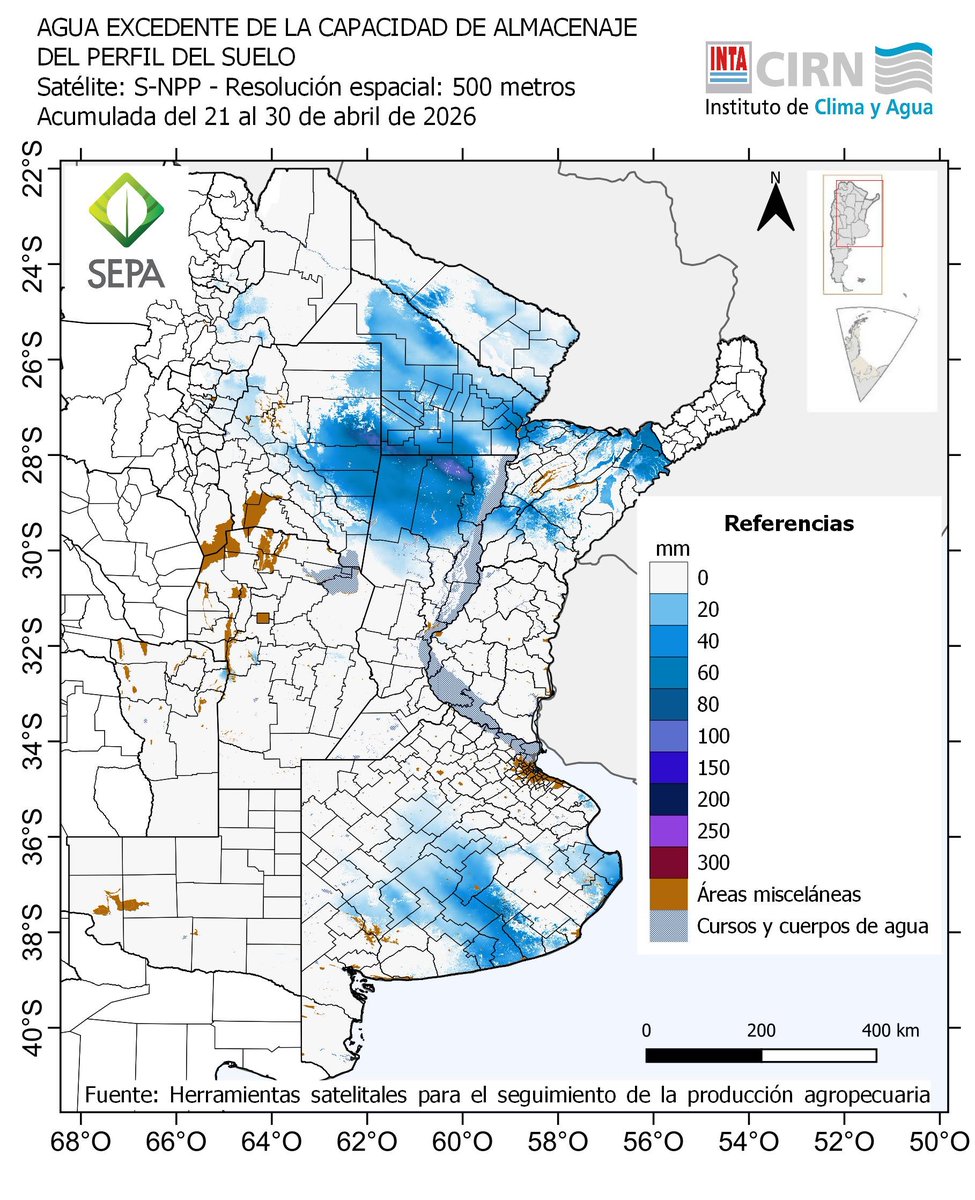 JorgeLMercau's tweet photo. #SEPA @intaargentina
21-30 abr #Agua2m Sigue mostrando elevada recarga
#Excedentes #Chaqueña
#NapaCerca #Inundación? #Sal?

Doble Cultivo NECESARIO con situación inicial q permite construir rendimiento, dado altos costos, gran atención al precio para construir planteo técnico! https://t.co/wtjjOjCxB2