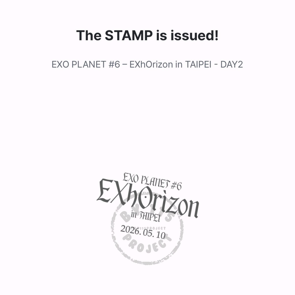 _by115project_'s tweet photo. jasa DIGITAL STAMP MUSIC NATION SMTOWN PASSPORT available

[ 10 May 2026 ]

EXO PLANET #6 – EXhOrizon in TAIPEI - DAY2

available until 9 pm ict

t. jastip service meta metapassport ep6 ep 6 taiwan twn tw tpe day 2 https://t.co/ak1ZtJ8lZo