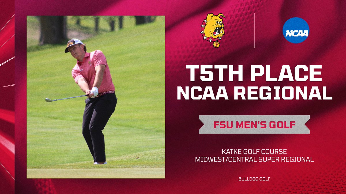 ferrisathletics's tweet photo. STRONG FINISH! FSU men's golf made a late charge on the final day and finished one stroke away from a potential advancing spot for the national championships, placing tied for 5th at Katke Golf Course in the Midwest/Central Super Regional! https://t.co/HIXA72BXiL @FerrisStateGolf