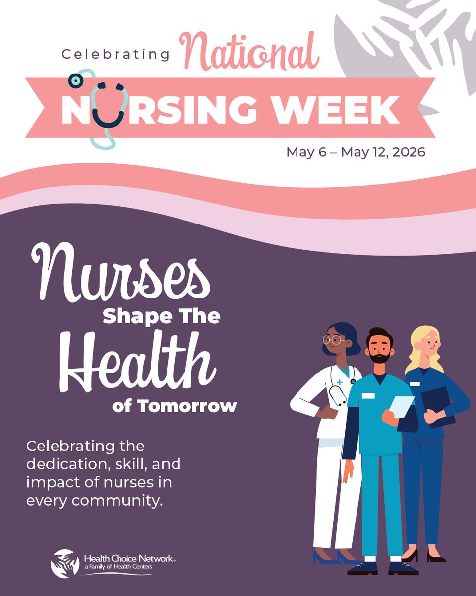 hcnetworkinc's tweet photo. Happy National Nurses Week! This year’s theme, “Nurses Shape the Health of Tomorrow,” celebrates the dedication, skills and impact of nurses in every community. To the incredible nurses at HCN and across our community health centers — thank you for your unwavering dedication. https://t.co/RsmO86zCv7