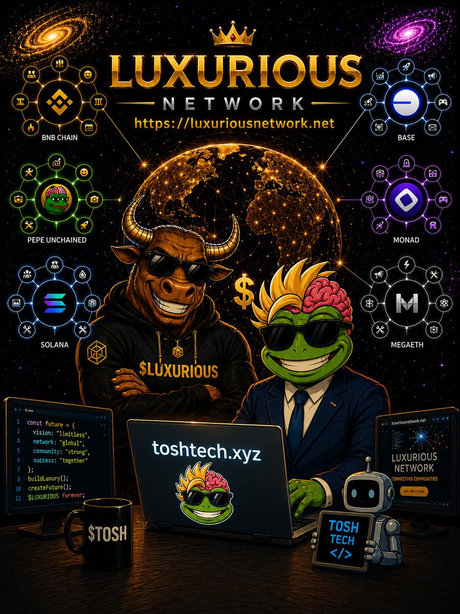 LuxuriousOnBase's tweet photo. To all our investors, supporters and community members — today we simply want to say a huge THANK YOU to @Toshtech_ for the incredible collaboration over the past weeks. 🙏

The development of our entire LUXURIOUS NETWORK MAP and homepage honestly exceeded all our expectations. Everything was created extremely fast, highly professional, modern and with amazing attention to detail.

From the first ideas to the final implementation, the cooperation was absolutely smooth. You can truly feel that this is not just coding — this is real passion, creativity and vision.

We are extremely impressed by the work, the speed, the structure and the professional execution @Toshtech_ delivered for our project. The LUXURIOUS NETWORK MAP became something truly special because of this cooperation. 🌍✨

This is only the beginning and we are very excited for everything we will continue building together in the future. We definitely hope for a long-term partnership and many more strong developments together.

Thank you for believing in our vision and helping us build it. 🤝

Website:
https://t.co/g0k8HzTu5u

X:
https://t.co/BK9ylkRULi

Telegram:
https://t.co/sGvjC0ozRy

LUXURIOUS NETWORK:
https://t.co/0ZlLnxupGj

@pepe_unchained $PEPU @base #base #web3 #crypto #memecoin #l2 #layer2 #ethereum #bitcoin #btc #cryptocommunity #solana #monad #megaeth #pepu #bnb