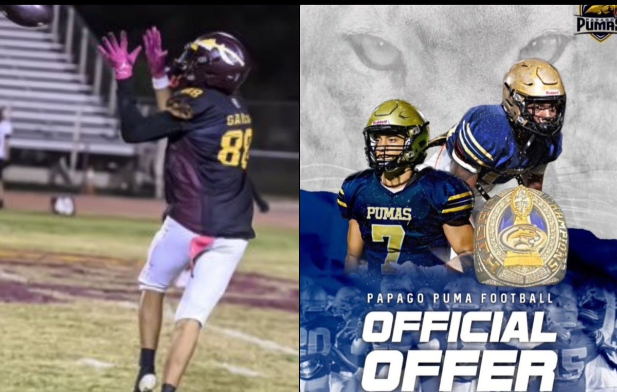 BenjiG97's tweet photo. Blessed and extremely grateful to receive an official offer to play football for @PapagoPumas Thankful for all my coaches, family, and friends who have helped me.
@CoachBStro @jasonbrown230 @Coachjack18 @CoachJoeMedina1 @N_W_Sports https://t.co/UWlQuuMyEa