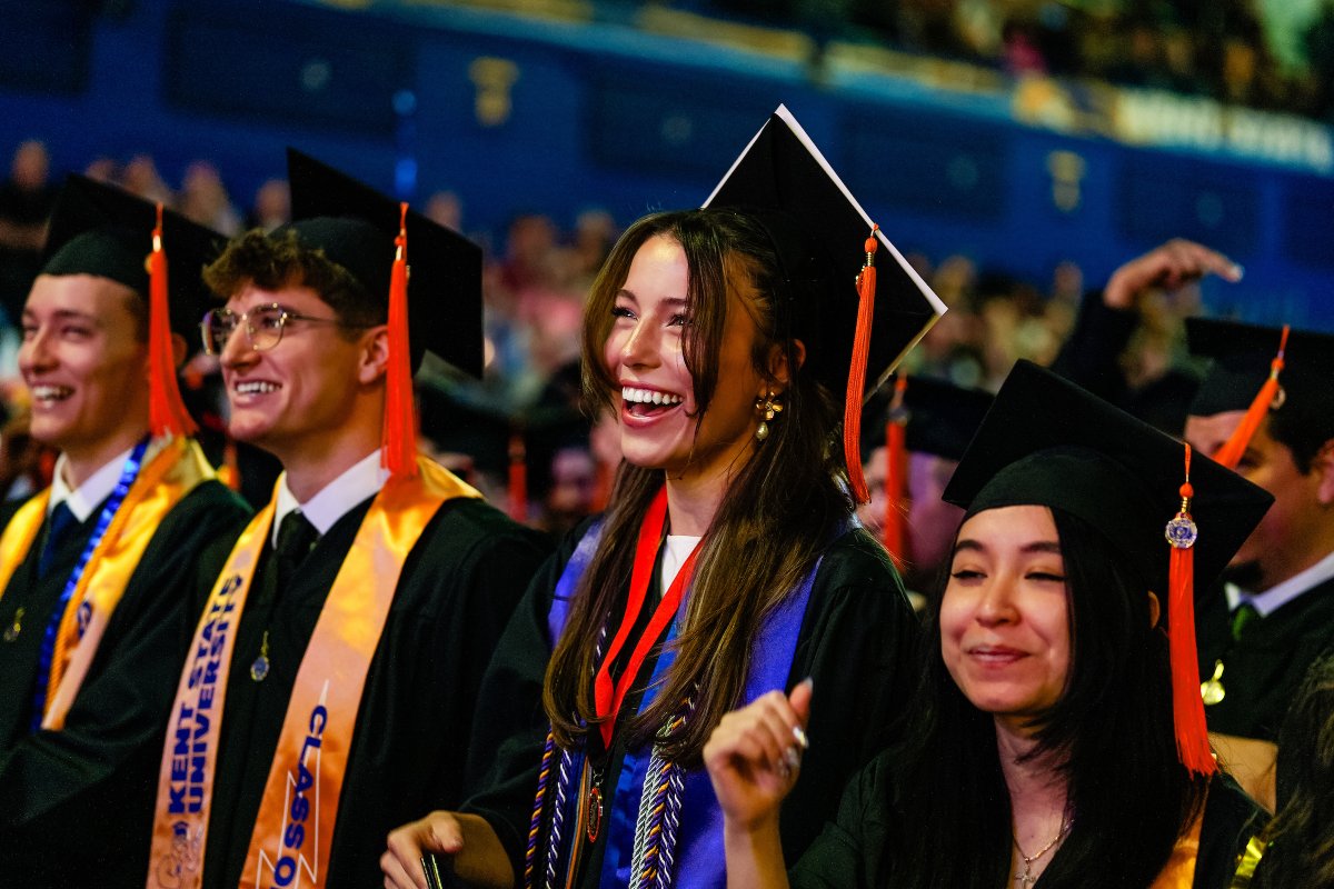 KentState's tweet photo. The first ceremony of the day was nothing short of spectacular!

Congratulations to the graduates of the Crawford College of Business and Entrepreneurship, College of Aeronautics &amp; Engineering, and College of Applied &amp; Technical Studies. Class of 2026, you've earned this! 🎓 https://t.co/wJRJNVvNg2