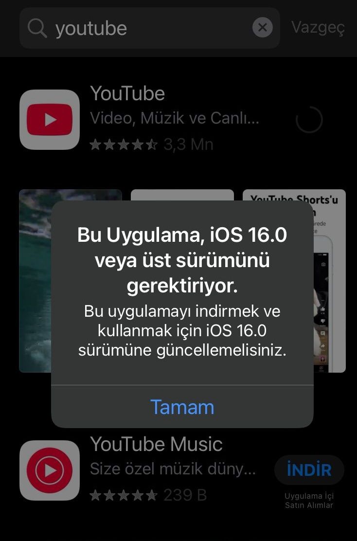gundemio's tweet photo. iPhone 6s'te artık YouTube açılmıyor. https://t.co/QKTiSqqzA9