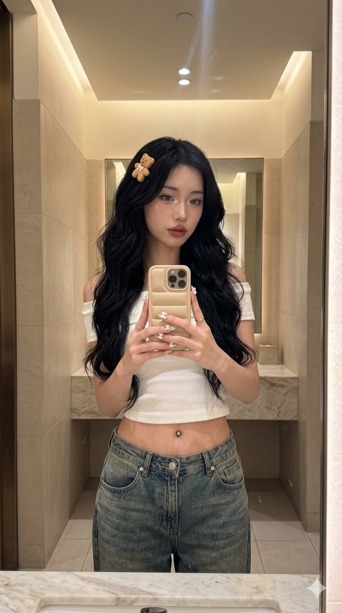 Aesthetic Cafe Mirror Selfie Portrait