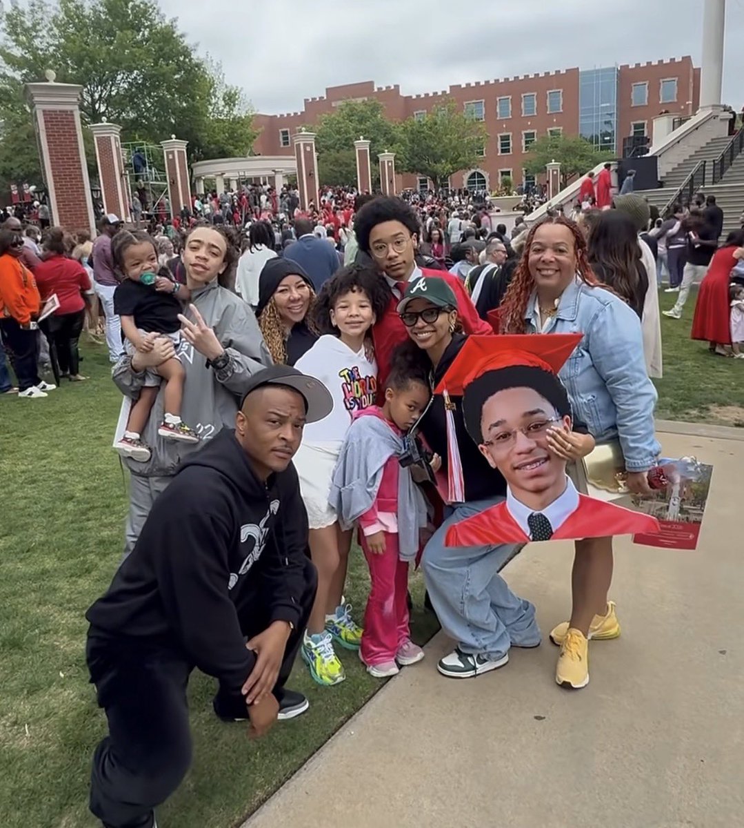 T.I, Tiny &amp; the Harris family at their son Major’s High School graduation. He’ll be studying at Savannah College of Art and Design (SCAD) in the fall📚💯