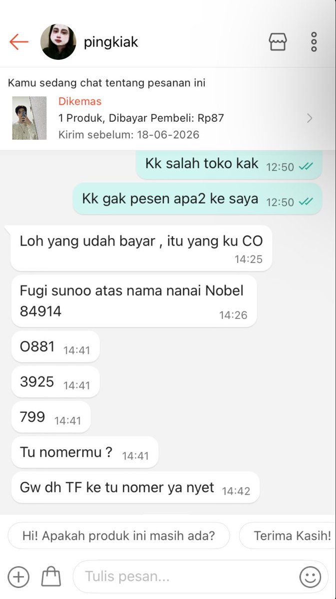 jakeyyyy02's tweet photo. Kaget banget tiba2 ada yg co shopee, padahal gak pernah jualan fugi sunoo.
Bahkan aku lagi gak aktif jualan, malah di monyet2 in sama orang ini.
Bayar ke siapa juga gatau.
Hidup nih kadang kiding anjier lah, kocak bet dah… https://t.co/VKShe0r2wt