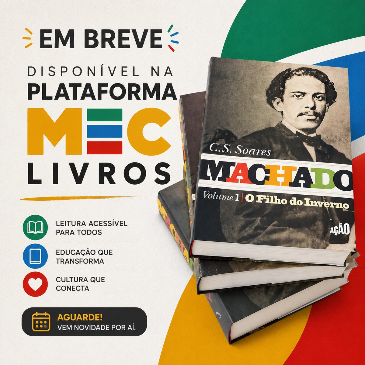 mdassisonline's tweet photo. Em breve, Machado: O Filho do Inverno também estará na plataforma MEC Livros, do @min_educacao. Pedi pessoalmente à editora que disponibilizasse o livro lá. Considero essa iniciativa essencial para democratizar o acesso à leitura e fortalecer a formação de leitores no Brasil. https://t.co/2n18vqXqK2