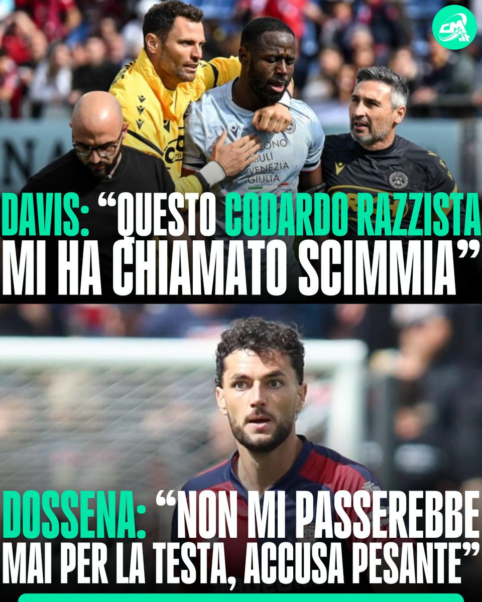 calciomercatoit's tweet photo. Finale ad alta tensione in #CagliariUdinese con Keinan #Davis che su Instagram accusa #Dossena: "Questo codardo razzista mi ha chiamato scimmia. Spero che la Serie A faccia qualcosa a riguardo ma vedremo".
Il tecnico del Cagliari Fabio Pisacane nega che Dossena possa aver rivolto quell'insulto all'avversario.
Lo stesso Dossena su Instagram risponde: "Essere accusato di razzismo mi rattrista e ferisce. E un'accusa molto pesante, mai mi passerebbe per la testa di rivolgermi ad un'altra persona, un collega con un insulto di quel tipo. E la prima volta che mi capita una situazione del genere nella quale mi devo difendere da un'accusa infamante. Un comportamento del genere è quanto di più lontano dalla mia cultura ed educazione"