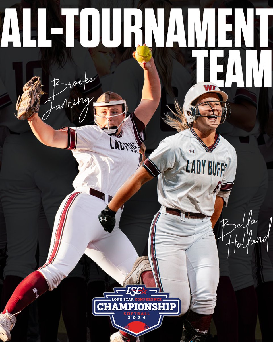 WTAMUSoftball's tweet photo. those are our FRESHMAN!!! 😮‍💨👏

Congrats to #6 Bella Holland and #7 Brooke Janning for earning All-Tournament Team during the LSC Tournament!! 

#BuffNation | #WESTisBEST https://t.co/8rwWjtiBp8