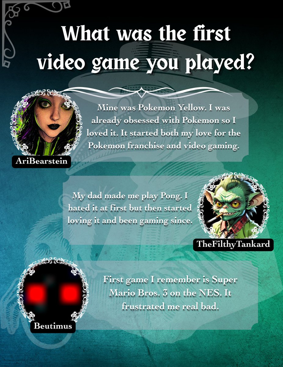 Misfit_Team's tweet photo. The Menagerie got asked what the first video game was that they  played. Here are their answers 💙 https://t.co/siUC6NUumc