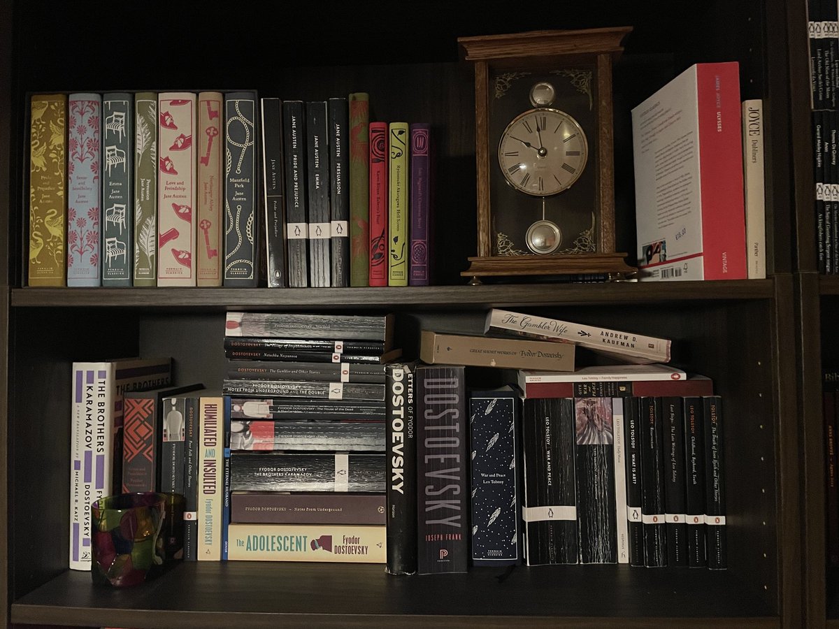 my fav part of my bookshelf. my dostoevsky &amp; tolstoy shelf