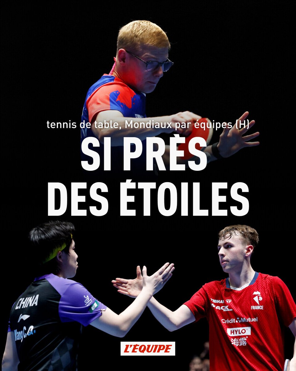 lequipe's tweet photo. Encore trop forte, la Chine a disposé des Bleus (3-1), ce samedi soir, en demies à Londres. Malgré la défaite, Flavien Coton et les frères Lebrun ont été à la hauteur de cette rencontre extraordinaire face à une équipe invaincue depuis 2000.

➡️ https://t.co/K4sLpO1RLp https://t.co/7M78Fejr1o