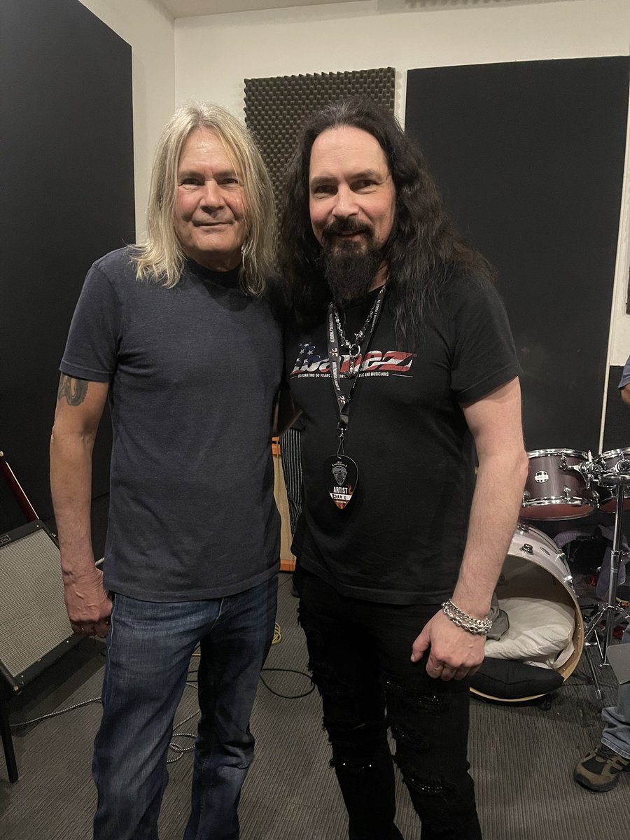 BjornEnglen's tweet photo. Coaching Rock'Roll Fantasy Camp last weekend was a blast! My good friend and former Quiet Riot bandmate Carlos Cavazo made a surprise visit, and we jammed for the first time in 30 years! #rocknrollfantasycamp #quietriot #joelhoekstra #whitesnake #marcferrari https://t.co/HZHhiSLbIg